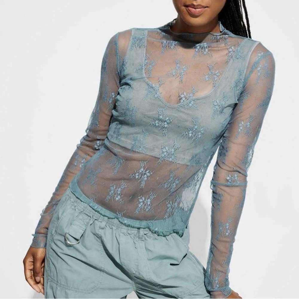 Wild Fable Floral Sheer Long Sleeve Top